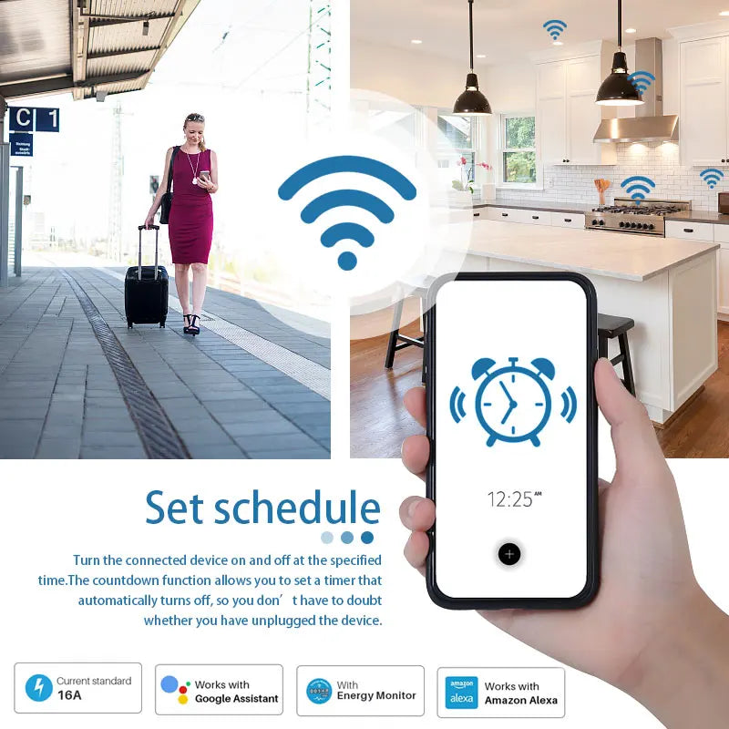 Tuya WiFi Smart Plug 16A EU Smart Socket With Power Monitor Timing Smart Life Support Alexa Google Home Yandex SmartThings