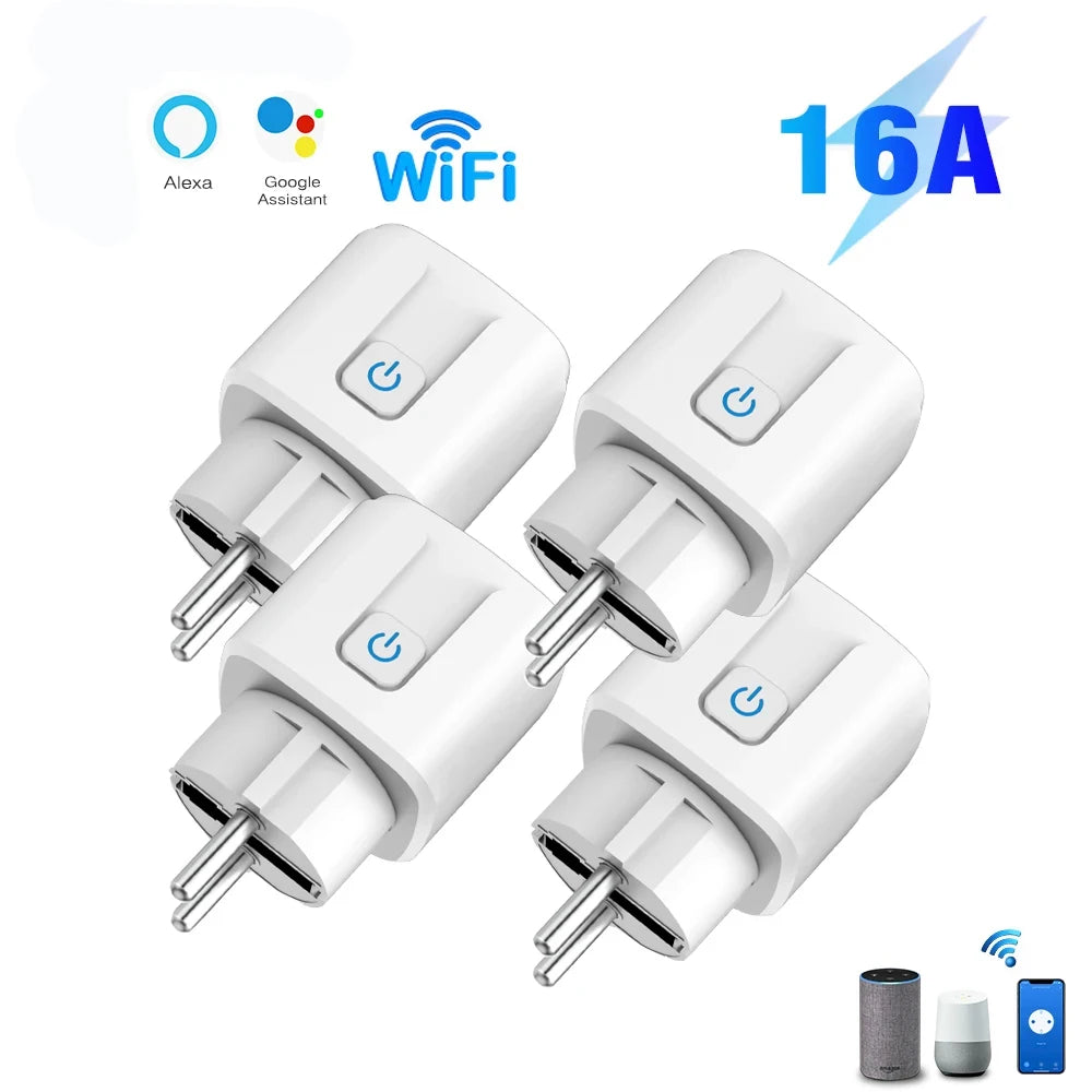 Tuya WiFi Smart Plug 16A EU Smart Socket With Power Monitor Timing Smart Life Support Alexa Google Home Yandex SmartThings